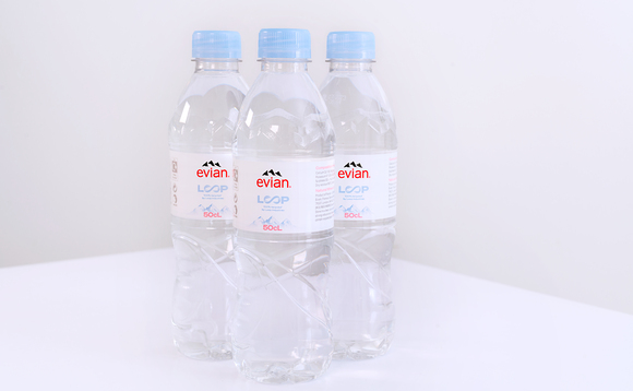 New evian Loop bottle is made from 100 per cent recycled plastics | Credit:evian New evian Loop bottle is made from 100 per cent recycled plastics | Credit:evian