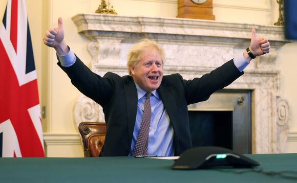 Boris Johnson marked the trade agreement by publishing the above photo to the Number 10 Twitter account | Credit: Downing Street Boris Johnson marked the trade agreement by publishing the above photo to the Number 10 Twitter account | Credit: Downing Street
