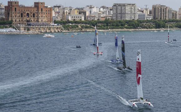 The Japan SailGP team warms up ahead of race day in Taranto, Italy in June | Credit: Thomas Lovelock, SailGP The Japan SailGP team warms up ahead of race day in Taranto, Italy in June | Credit: Thomas Lovelock, SailGP