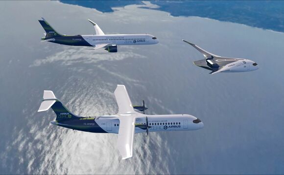 The three zero emission hydrogen plane designs unveiled by Airbus | Credit: Airbus The three zero emission hydrogen plane designs unveiled by Airbus | Credit: Airbus