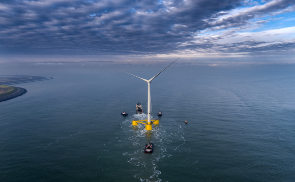 Finished wind turbines from the Kincardine floating wind farm being towed into place | Credit: Statkraft, Cobra Group Finished wind turbines from the Kincardine floating wind farm being towed into place | Credit: Statkraft, Cobra Group