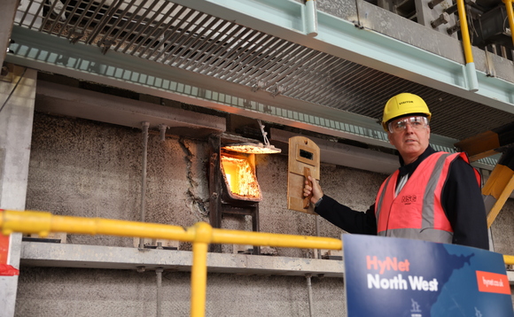 Liverpool City Region mayor Steve Rotheram beside the furnace fired by hydrogen Liverpool City Region mayor Steve Rotheram beside the furnace fired by hydrogen