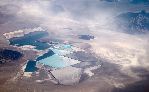Aerial view of the Rockwood Lithium mine in Silver Peak Nevada Aerial view of the Rockwood Lithium mine in Silver Peak Nevada